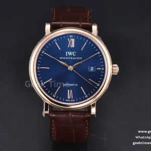 Portofino V7F 40mm RG esfera azul índices RG correa de piel marrón A2892
