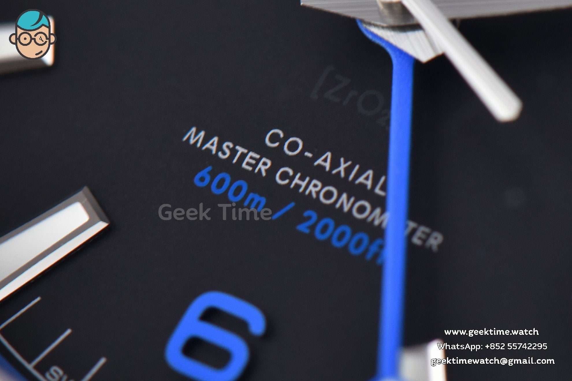 Planet Ocean 600m Deep Black Real Ceramic 45.5mm VSF Black/Blue Dial Black Rubber Strap A8906 - Image 4