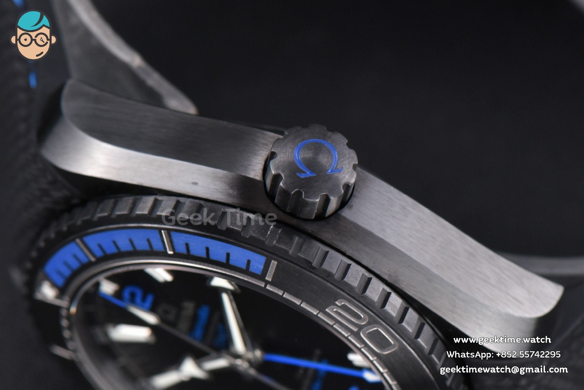 Planet Ocean 600m Deep Black Real Ceramic 45.5mm VSF Black/Blue Dial Black Rubber Strap A8906 - Image 10