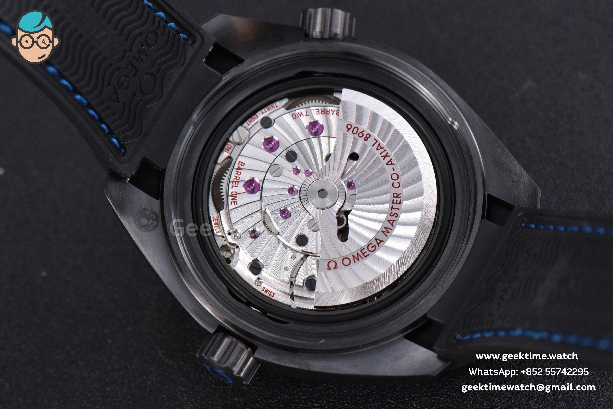 Planet Ocean 600m Deep Black Real Ceramic 45.5mm VSF Black/Blue Dial Black Rubber Strap A8906 - Image 13