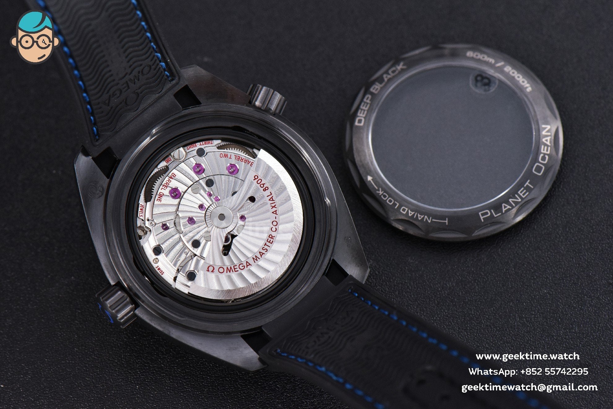 Planet Ocean 600m Deep Black Real Ceramic 45.5mm VSF Black/Blue Dial Black Rubber Strap A8906 - Image 14