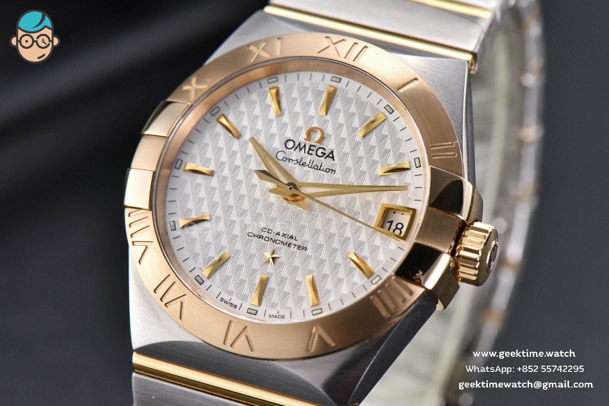 Constellation VSF 38mm YG/SS White Textured Dial YG/SS Bracelet A8500 - Image 2