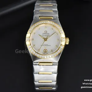 Constellation 29mm TWSF YG esfera blanca con diamantes brazalete YG/SS A8700