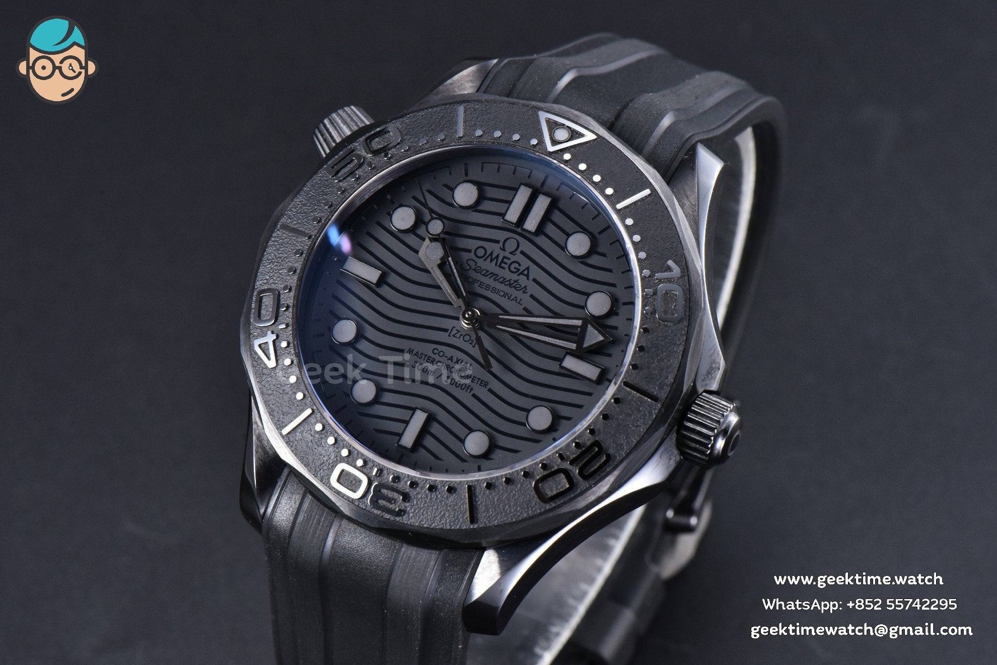 Seamaster Diver 300M Ceramic Nekton ORF 43.5mm Black Dial Rubber Strap A8806 - Image 2