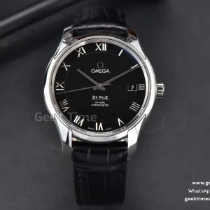 De Ville Hour Vision VSF 41mm esfera negra correa negra efecto cocodrilo A8500