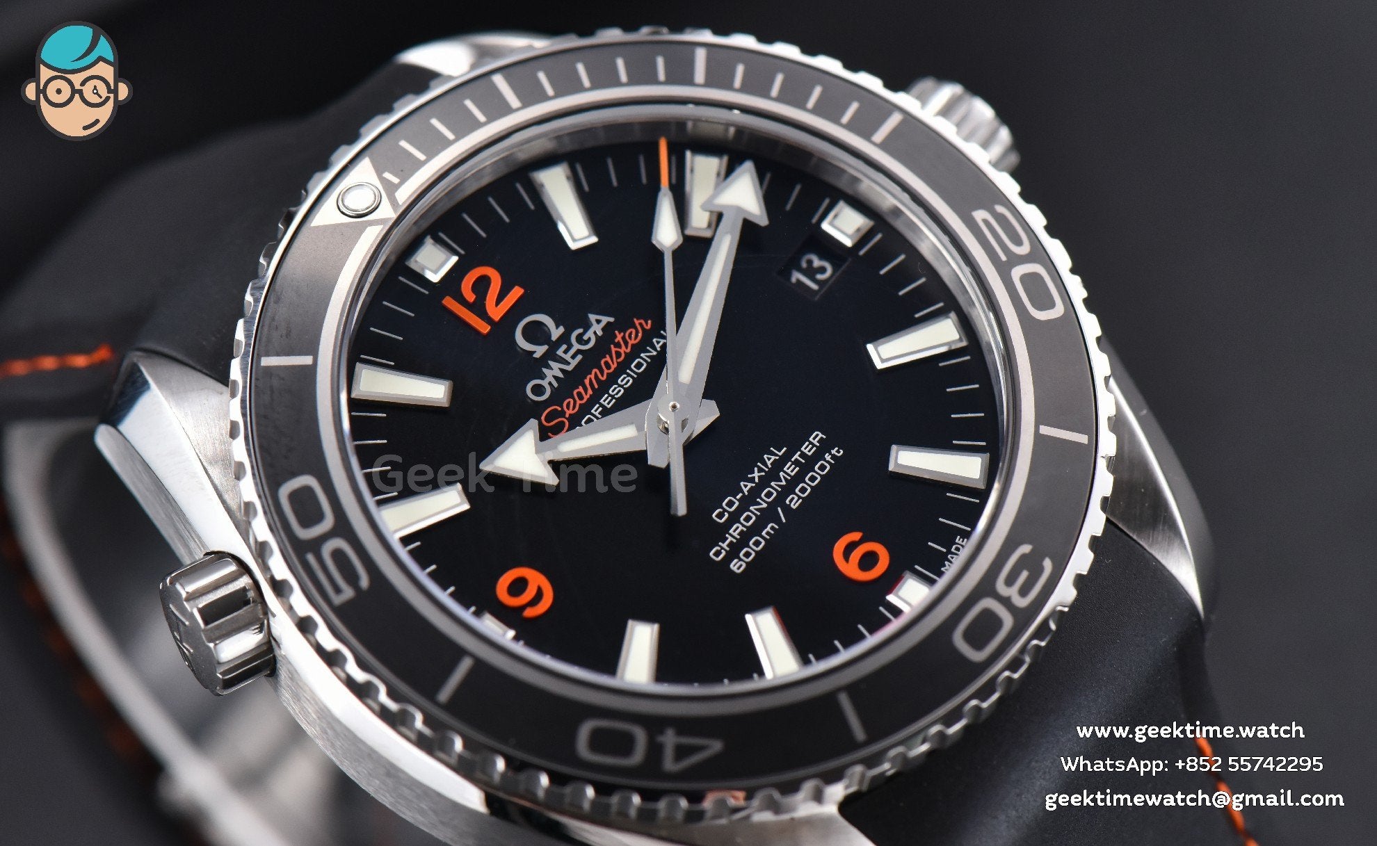 Planet Ocean 600m 42mm VSF Black Dial Orange Marker Rubber Strap A8500 - Image 8