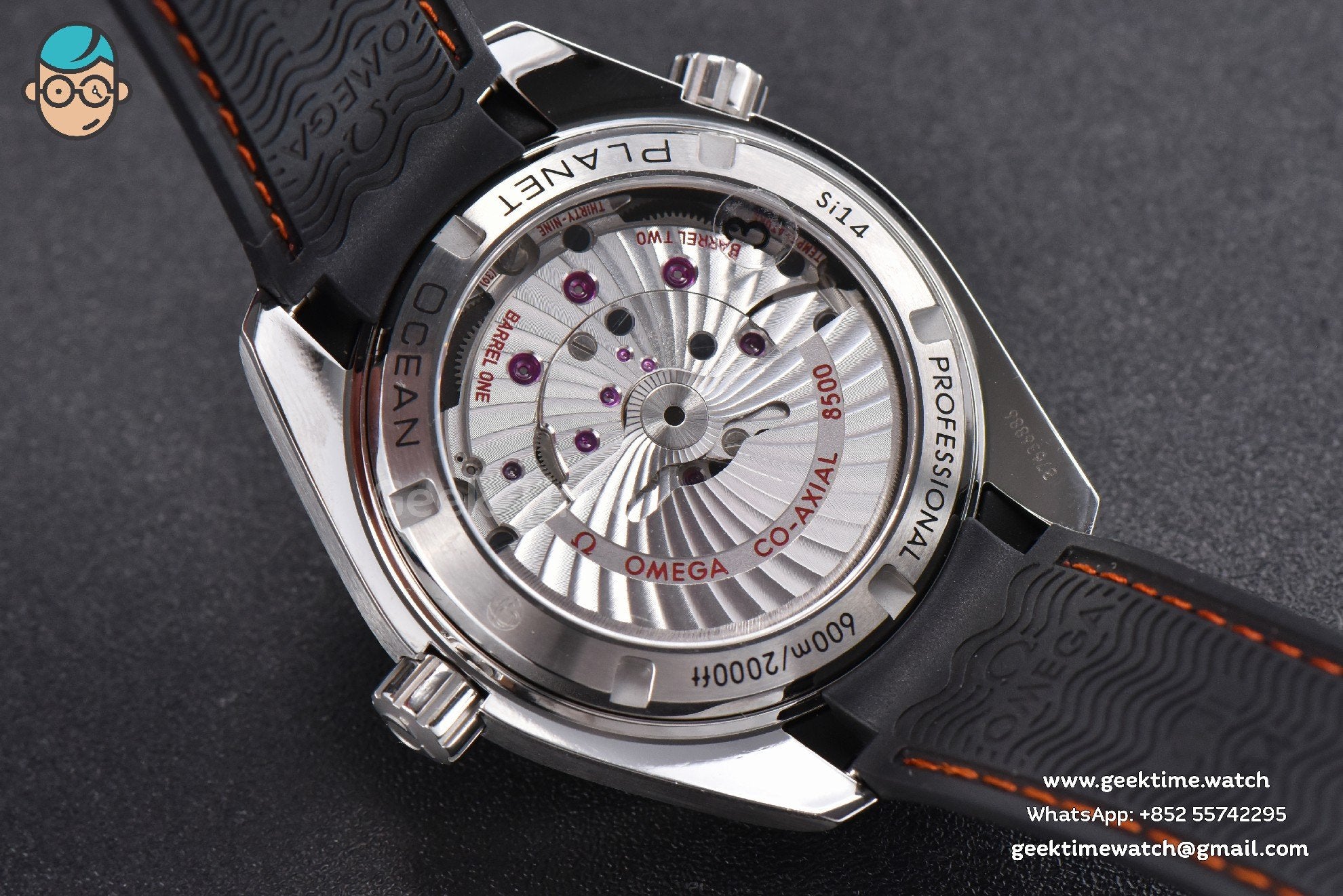 Planet Ocean 600m 42mm VSF Black Dial Orange Marker Rubber Strap A8500 - Image 13
