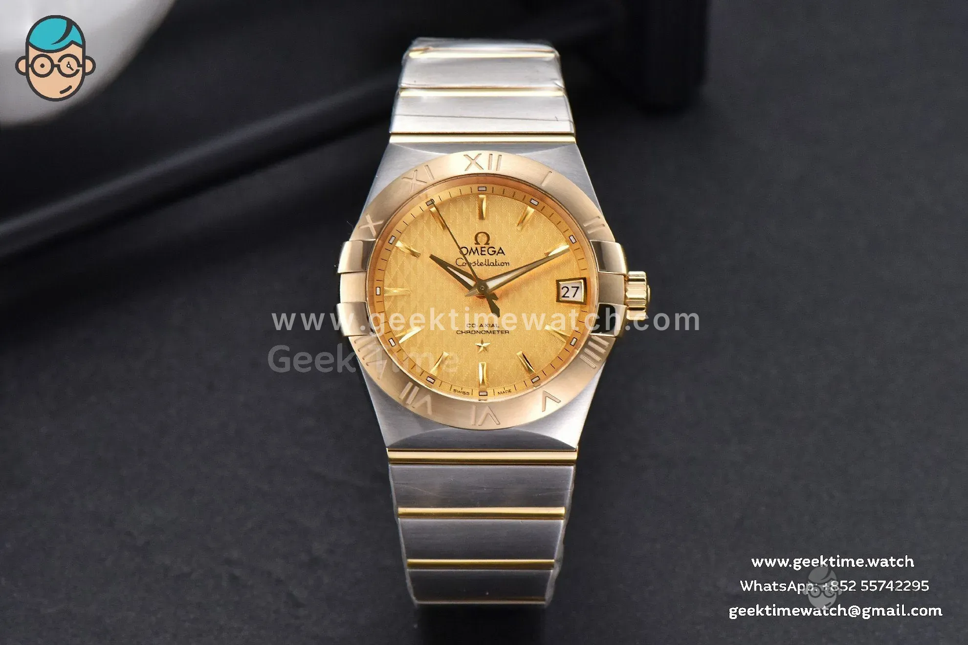 Constellation YG/SS VSF 38mm cadran texturé doré bracelet YG/SS A8500