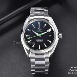 Aqua Terra 150M VSF 41mm quadrante nero lancetta verde bracciale SS A8500
