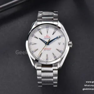 Aqua Terra 150M VSF 41mm quadrante bianco lancetta oro bracciale SS A8900