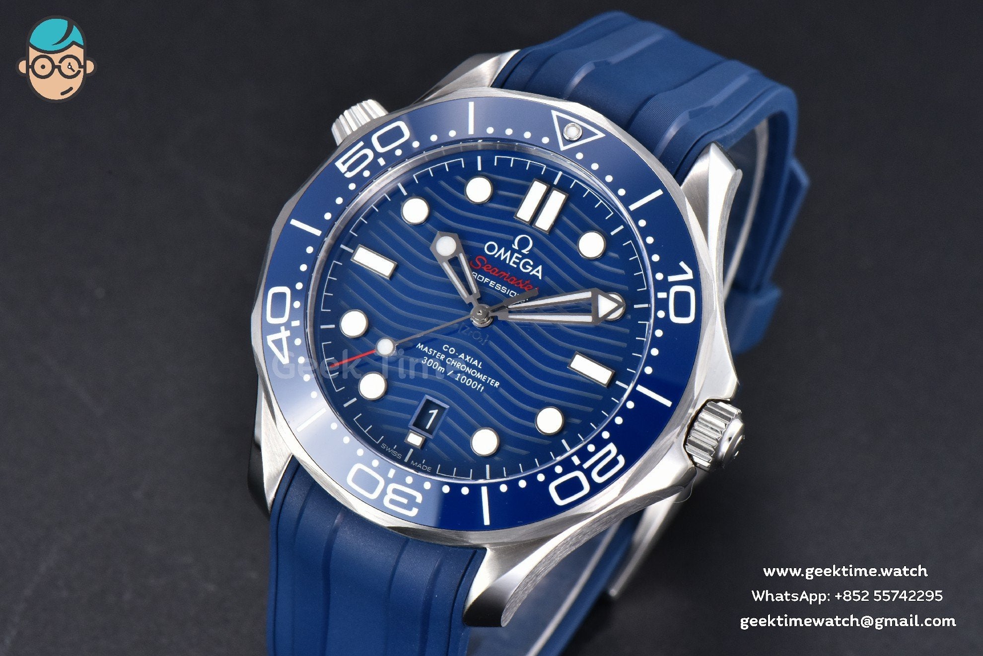 Seamaster Diver 300M 42mm ZF Blue Ceramic Blue Dial Blue Rubber Strap A8800 - Image 2