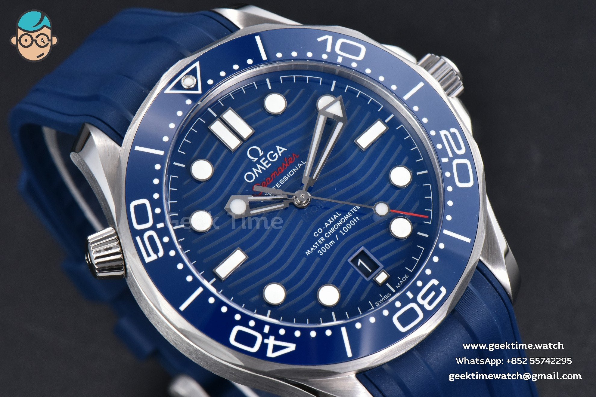 Seamaster Diver 300M 42mm ZF Blue Ceramic Blue Dial Blue Rubber Strap A8800 - Image 9