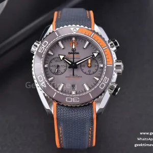 Planet Ocean Chrono 45.5mm OMF esfera gris correa de caucho naranja/negra A9900