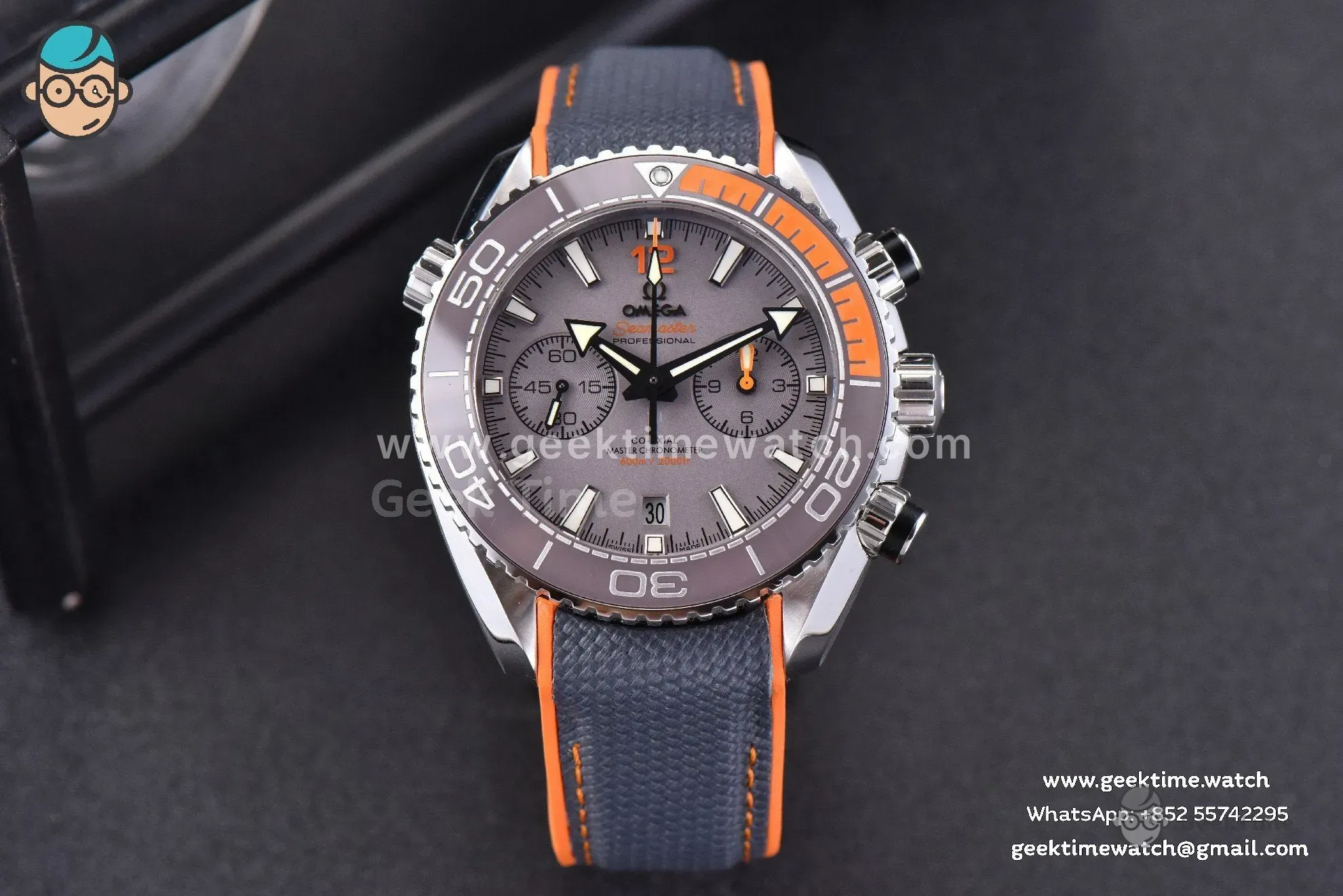 Planet Ocean Chrono 45.5mm OMF Gray Dial Orange/Black Rubber Strap A9900