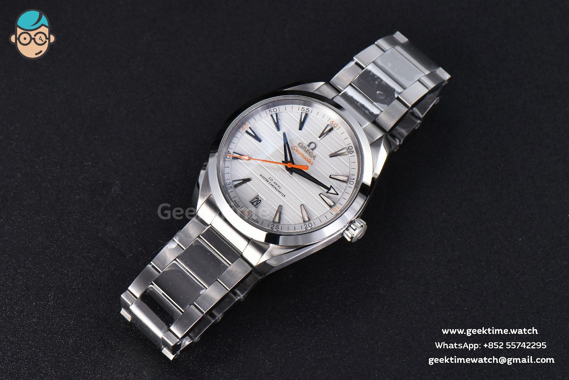 Aqua Terra 150M VSF 41mm quadrante bianco lancetta arancione indici argento bracciale SS A8900 - Image 10