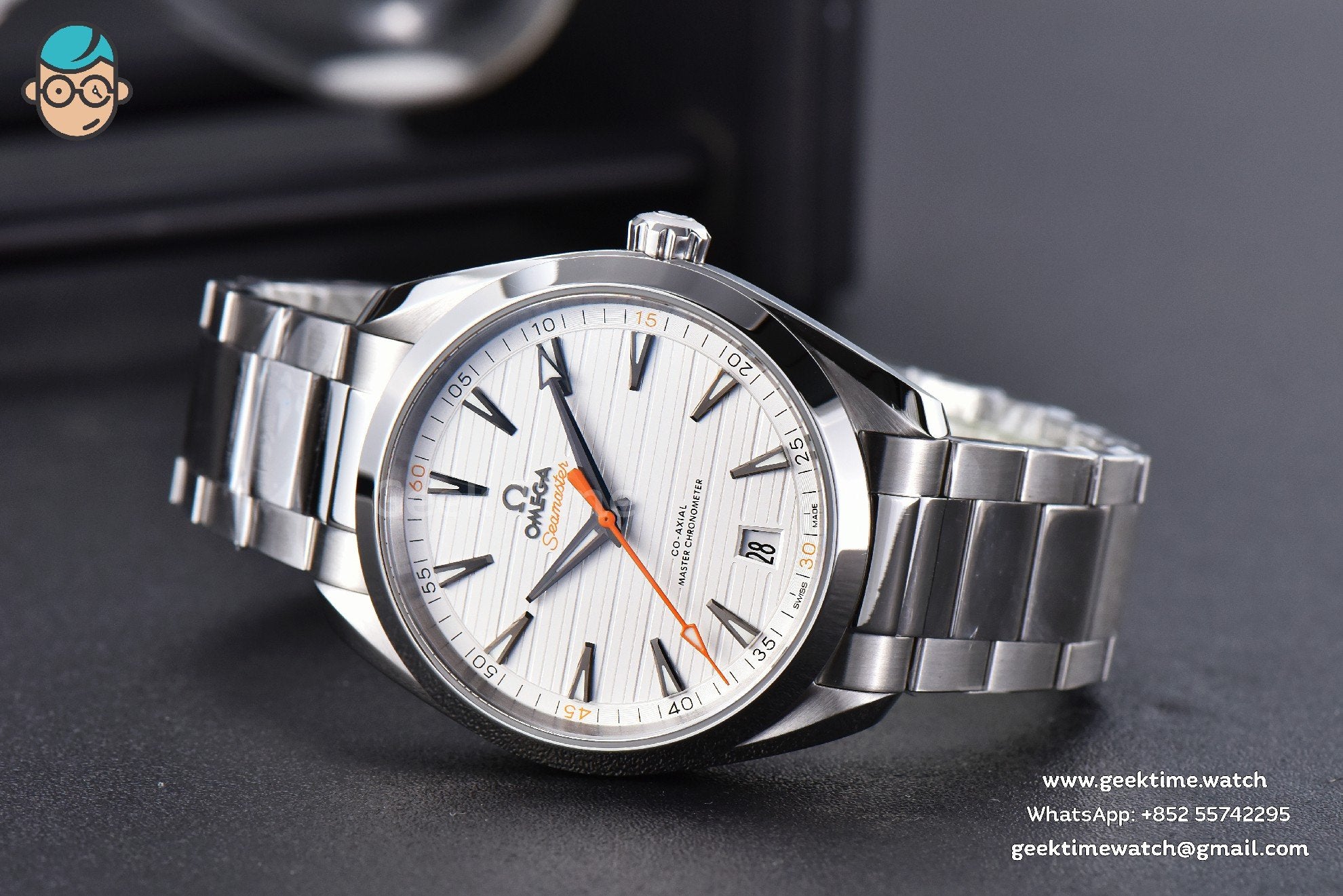 Aqua Terra 150M VSF 41mm quadrante bianco lancetta arancione indici argento bracciale SS A8900 - Image 11