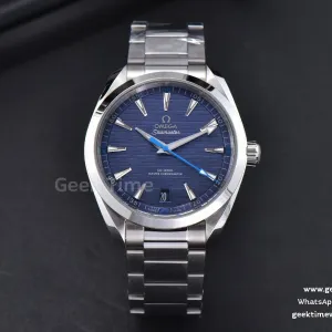 Aqua Terra 150M VSF 41mm quadrante azzurro lancetta blu indici argento bracciale SS A8900