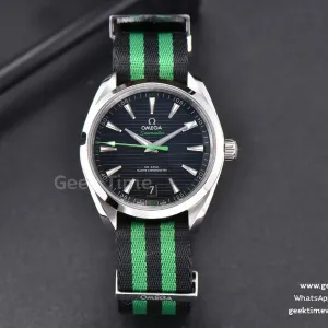 Aqua Terra 150M Master Chronometers VSF 41mm schwarzes Zifferblatt grüner Zeiger Nylonarmband A8900