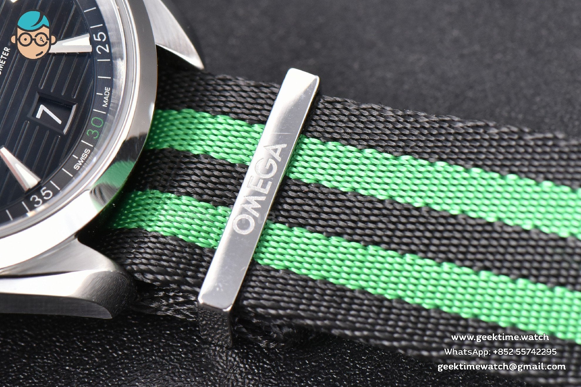 Aqua Terra 150M Master Chronometers VSF 41mm schwarzes Zifferblatt grüner Zeiger Nylonarmband A8900 - Image 13