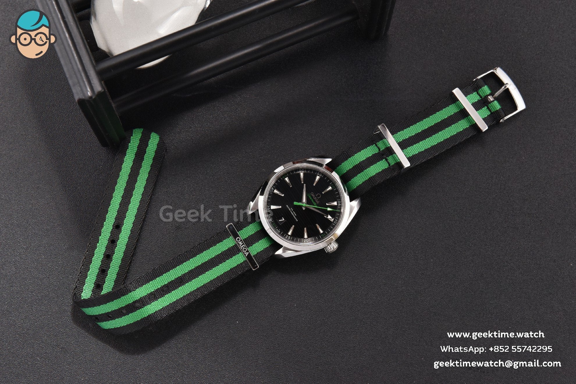 Aqua Terra 150M Master Chronometers VSF 41mm schwarzes Zifferblatt grüner Zeiger Nylonarmband A8900 - Image 23