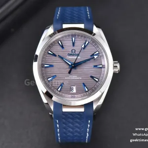 Aqua Terra 150M Seamaster VSF 41mm quadrante grigio lancette blu cinturino in caucciù blu A8900