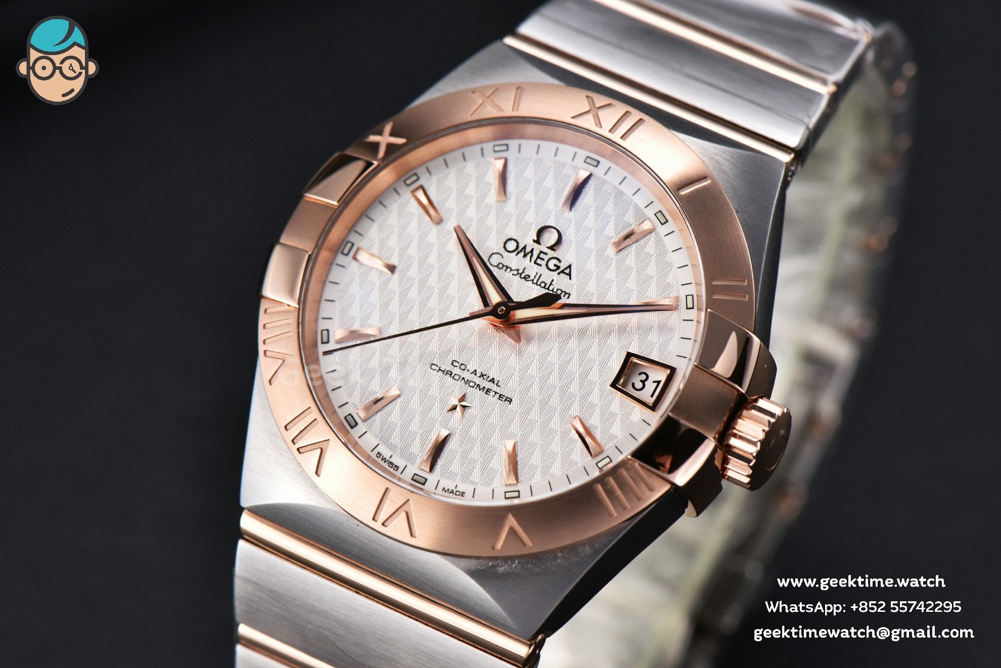Constellation VSF 38mm RG/SS quadrante bianco texturizzato bracciale RG/SS A8500 - Image 2