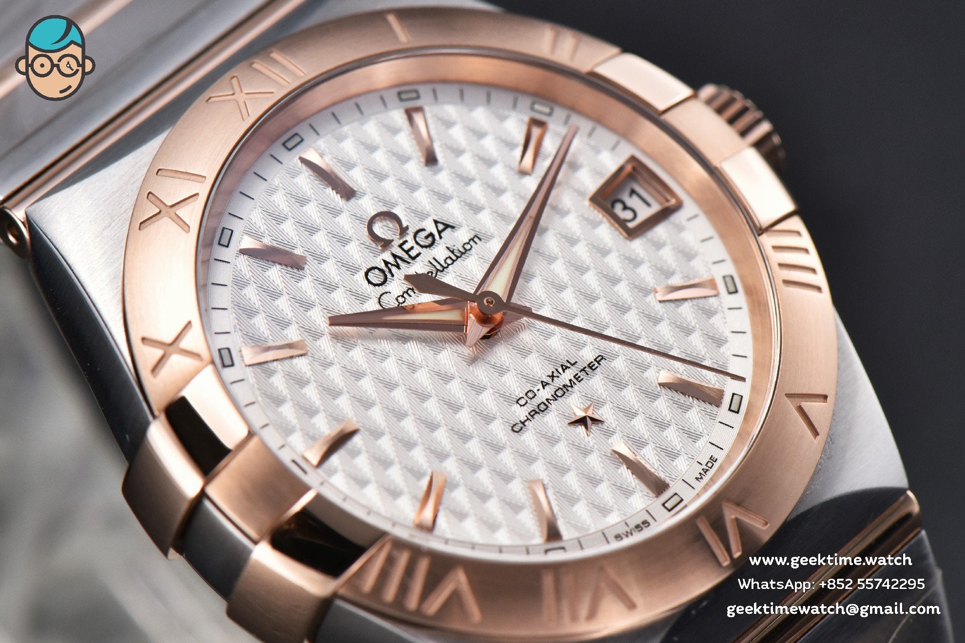 Constellation VSF 38mm RG/SS quadrante bianco texturizzato bracciale RG/SS A8500 - Image 6