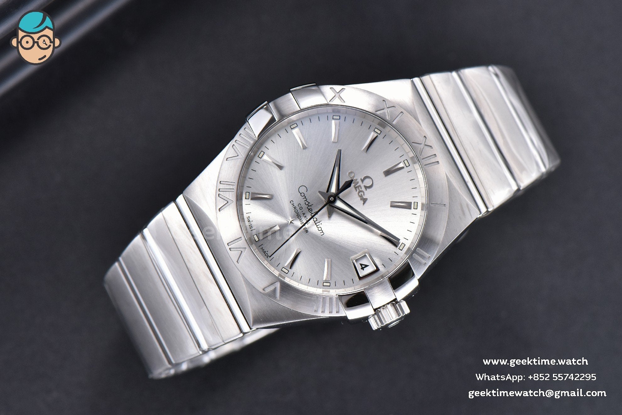 Constellation 38mm SS VSF Silver Dial Stick Markers on SS Bracelet A8500 Super Clone - Image 3