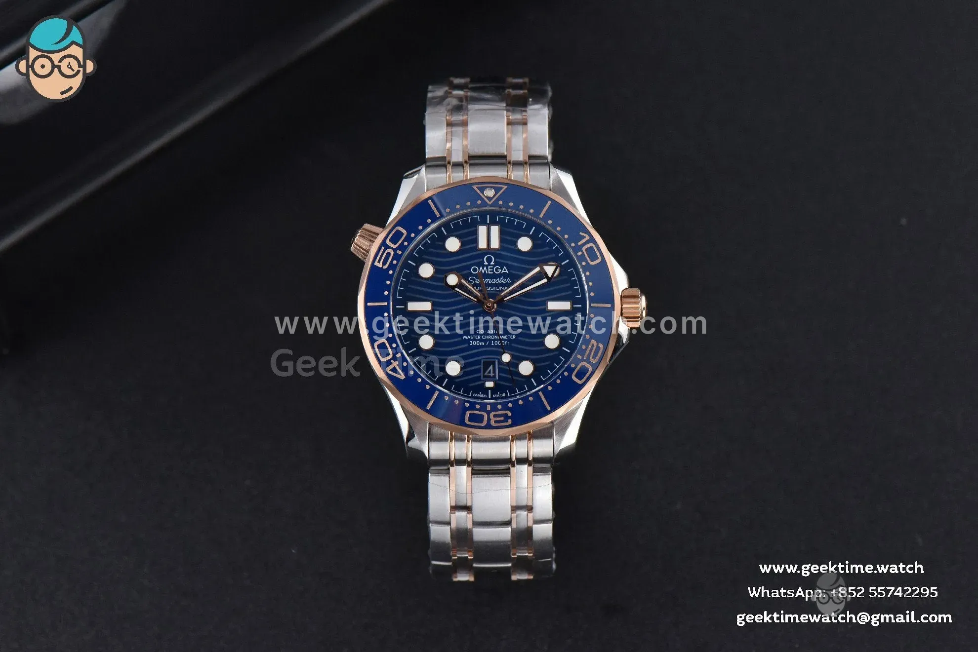 Seamaster Diver RG/SS 300M VSF 42mm quadrante blu bracciale RG/SS A8800