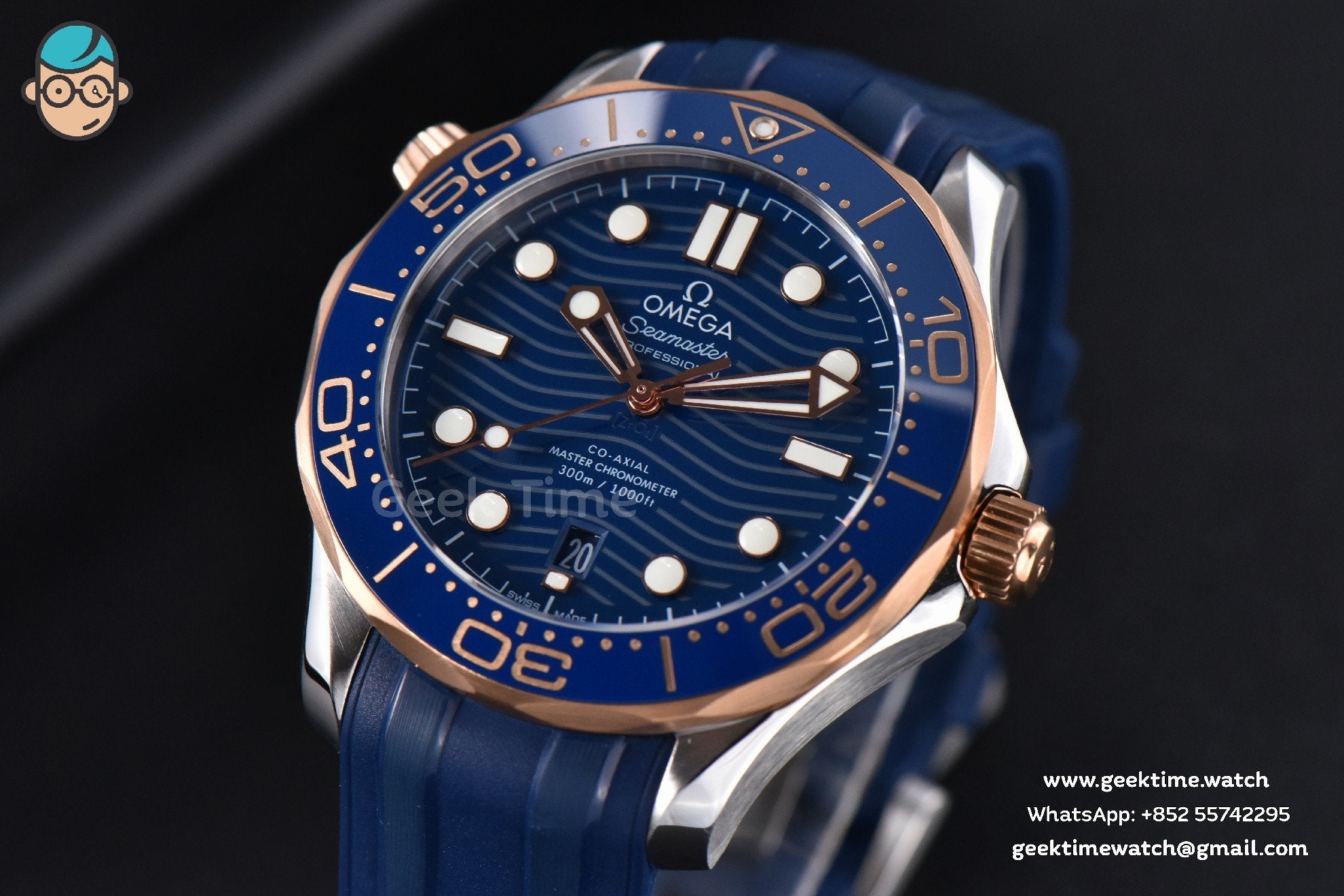 Seamaster Diver RG/SS 300M VSF 42mm cadran bleu bracelet caoutchouc A8800 - Image 2