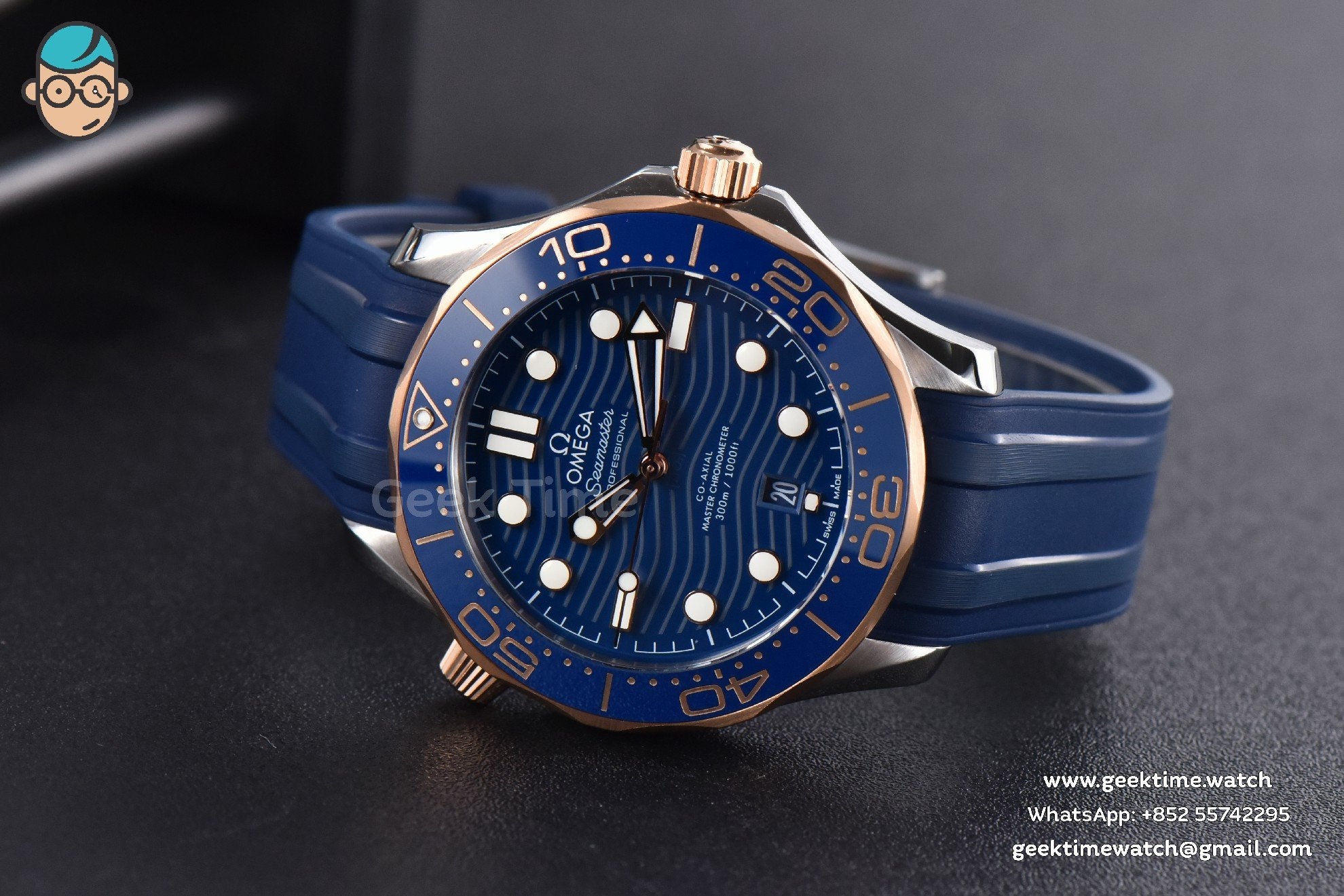 Seamaster Diver RG/SS 300M VSF 42mm cadran bleu bracelet caoutchouc A8800 - Image 8