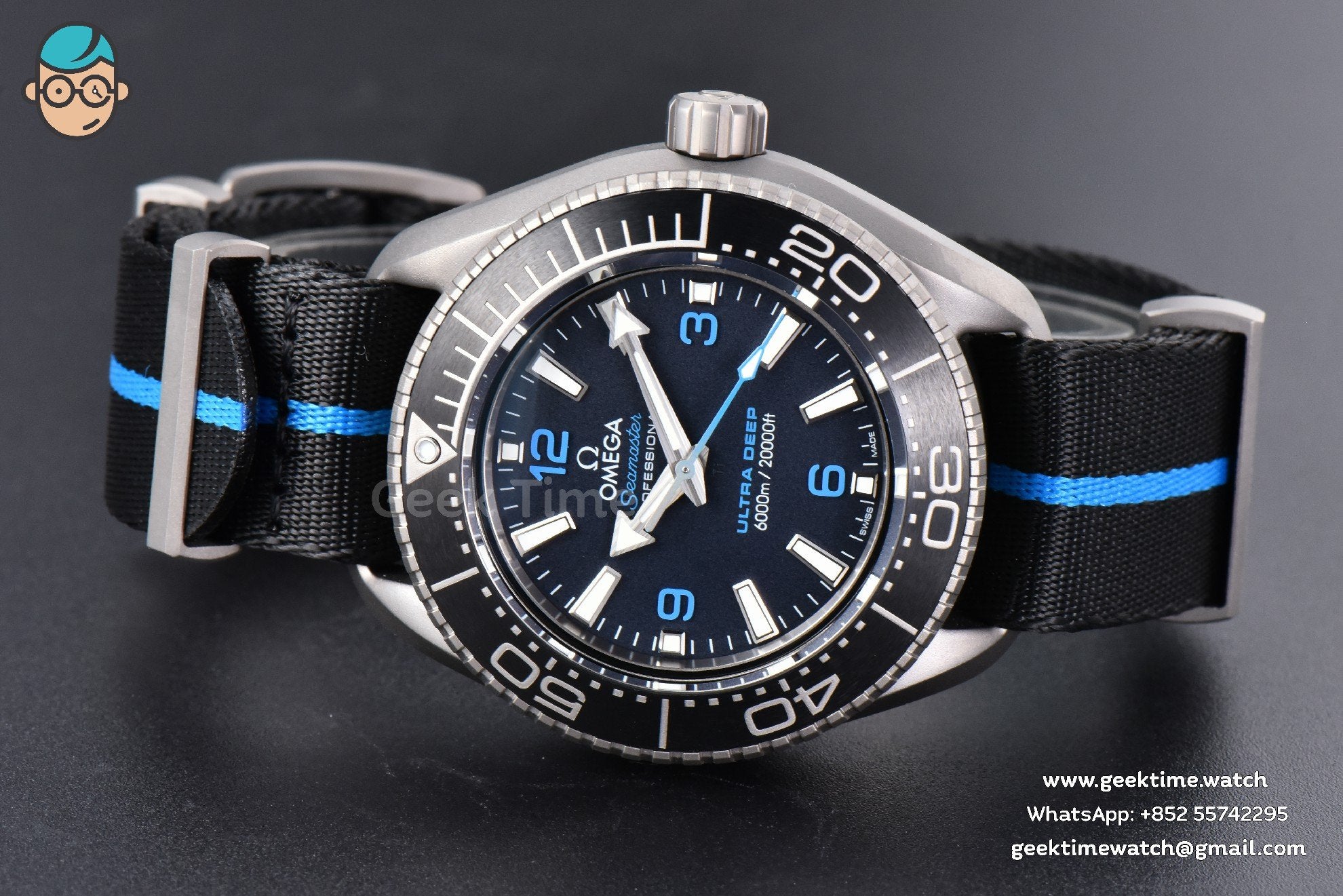 Seamaster 6000M Ultra Deep Titanium 45.5mm VSF Black Dial Nylon Strap A8912 - Image 10