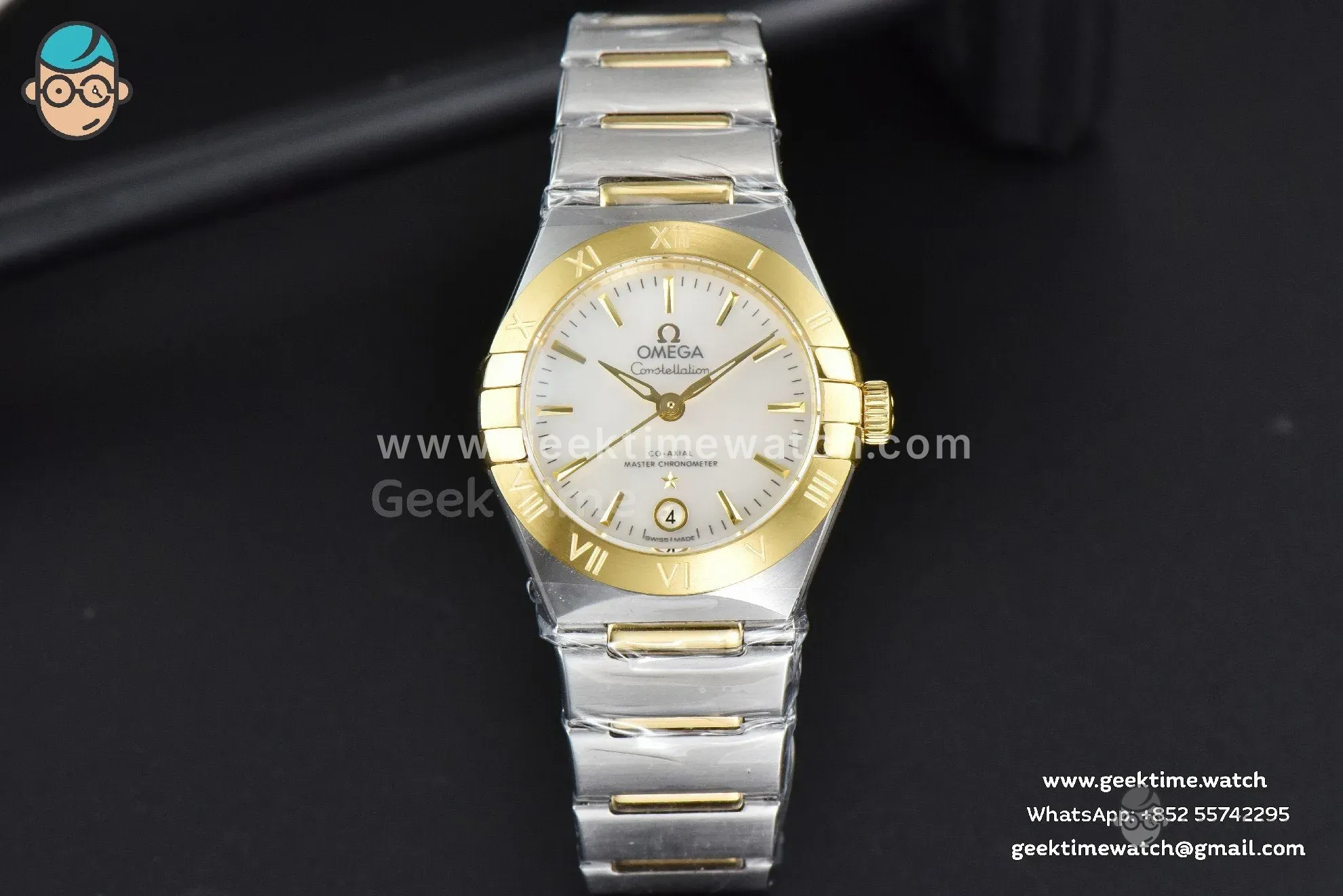 Constellation 29mm TWSF YG Perlmutt-Zifferblatt YG/SS-Armband A8700