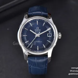 De Ville Hour Vision VSF 41mm esfera azul/plateada correa azul efecto cocodrilo A8500