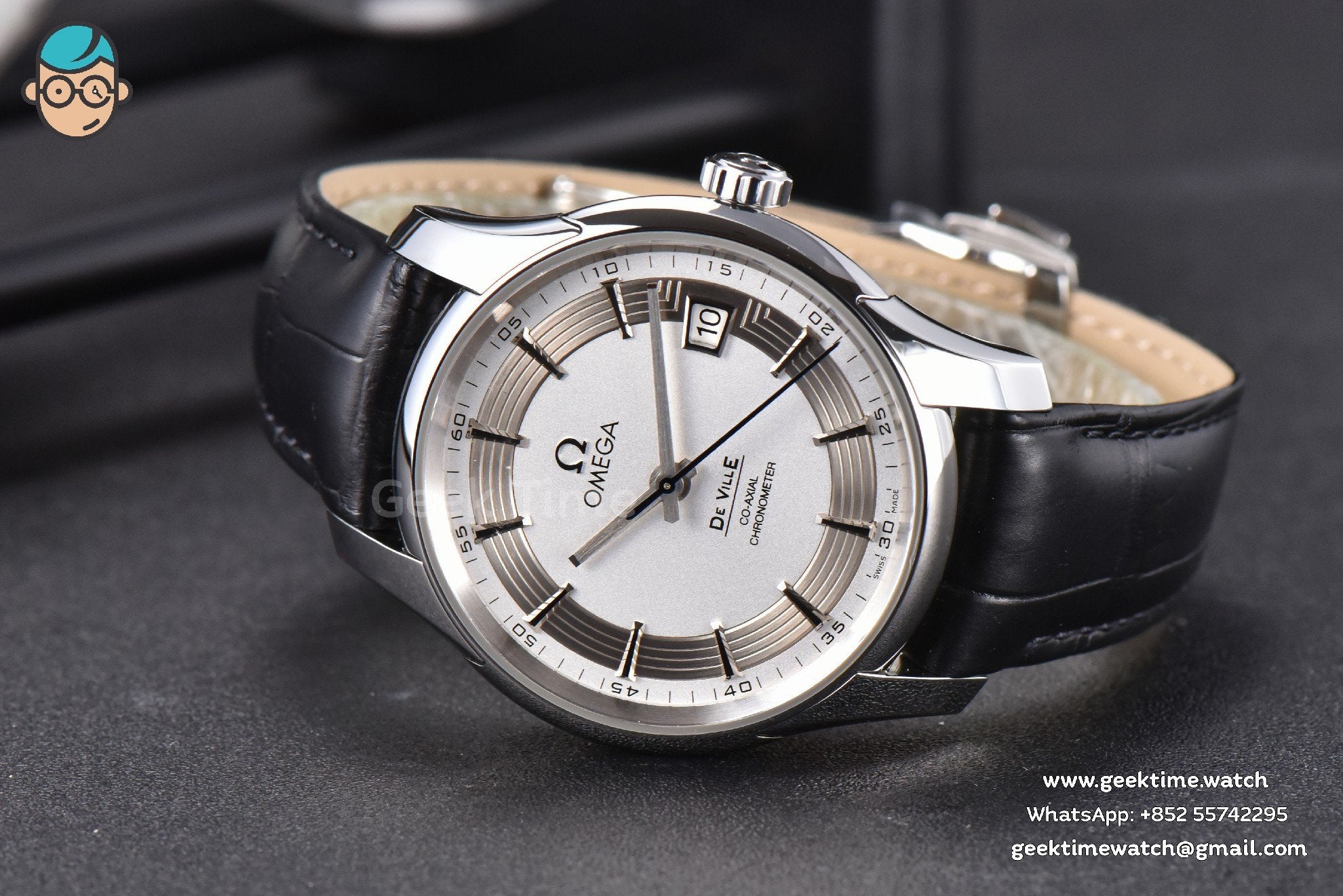 De Ville Hour Vision VSF 41mm White/Silver Dial Black Croco Strap A8500 - Image 10
