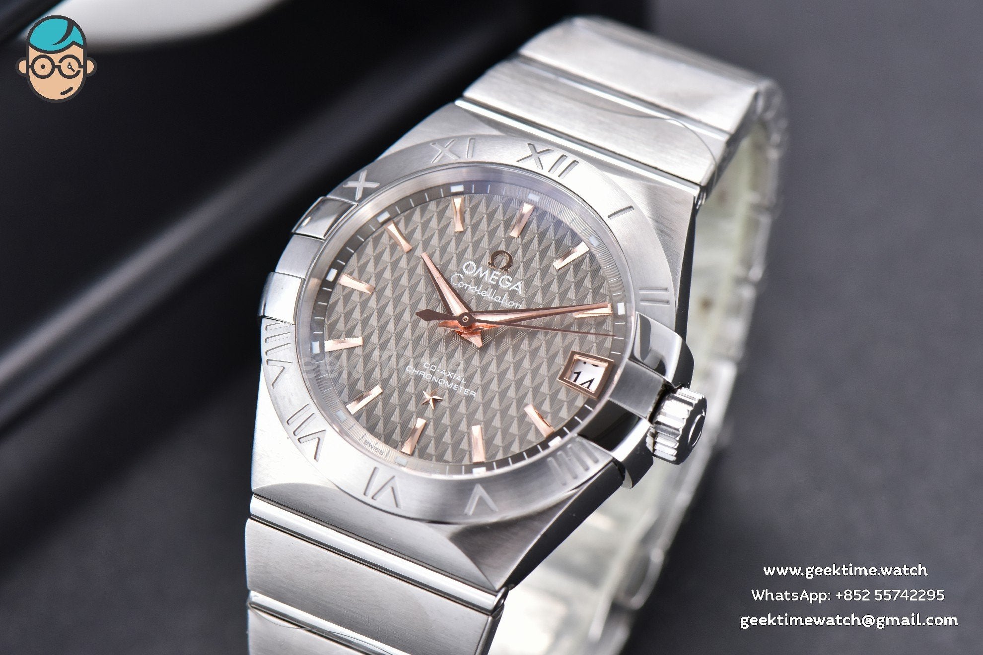 Constellation 38mm SS/RG VSF quadrante grigio texturizzato su bracciale SS A8500 Super Clone - Image 2