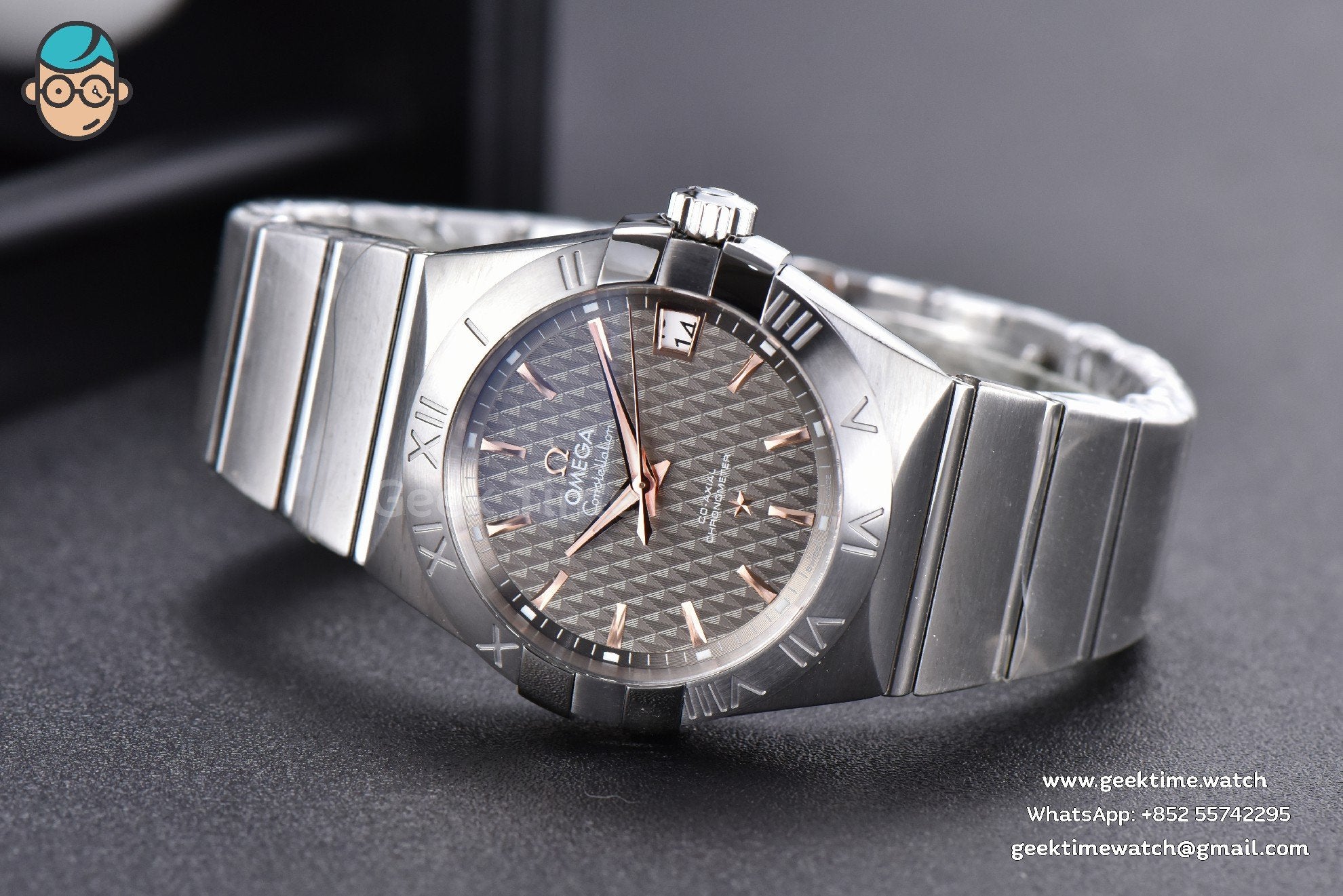 Constellation 38mm SS/RG VSF quadrante grigio texturizzato su bracciale SS A8500 Super Clone - Image 10