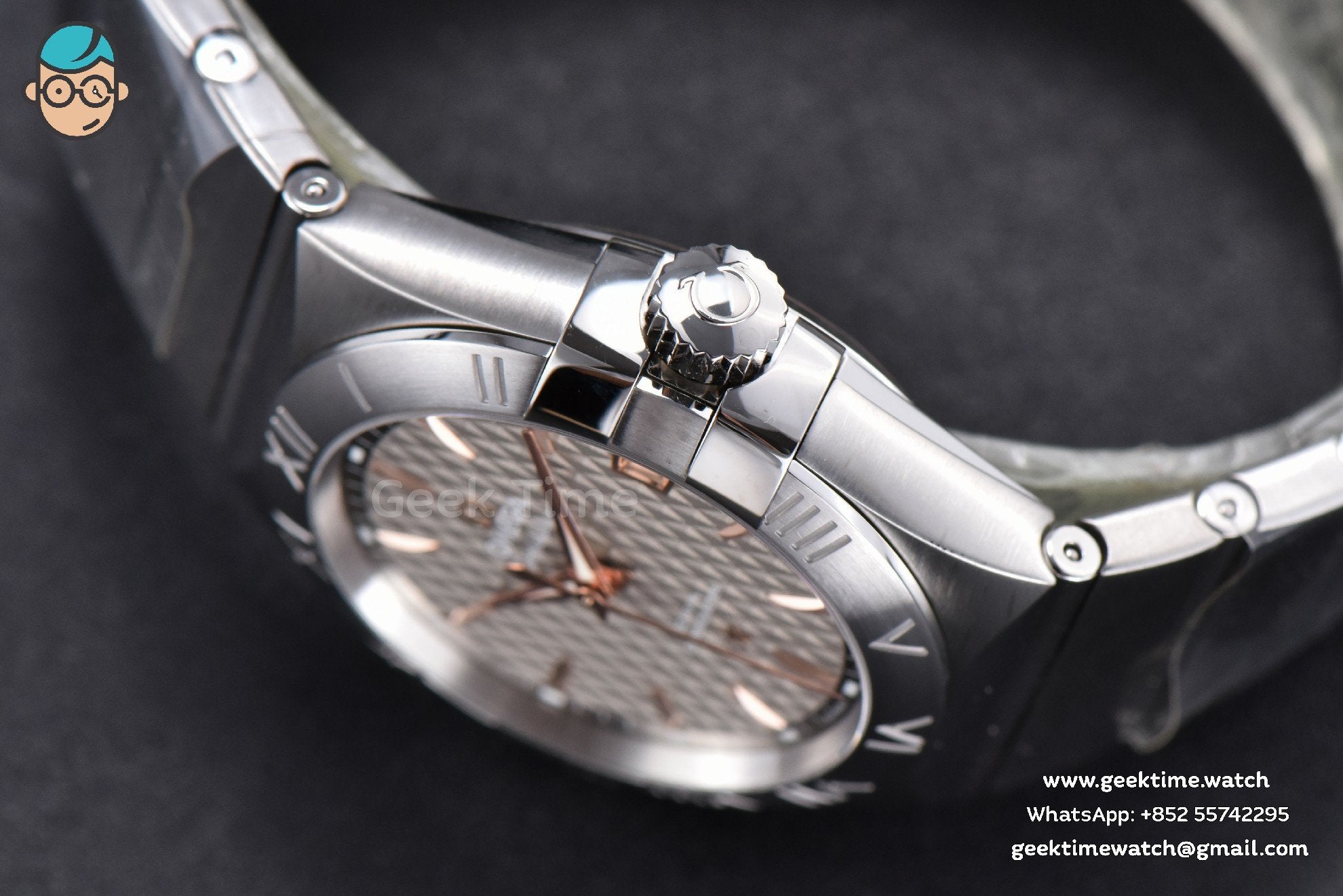 Constellation 38mm SS/RG VSF quadrante grigio texturizzato su bracciale SS A8500 Super Clone - Image 11