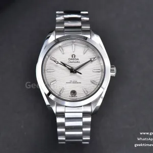 Aqua Terra 150M Ladies VSF 34mm quadrante bianco a onde indice argento bracciale SS A8800