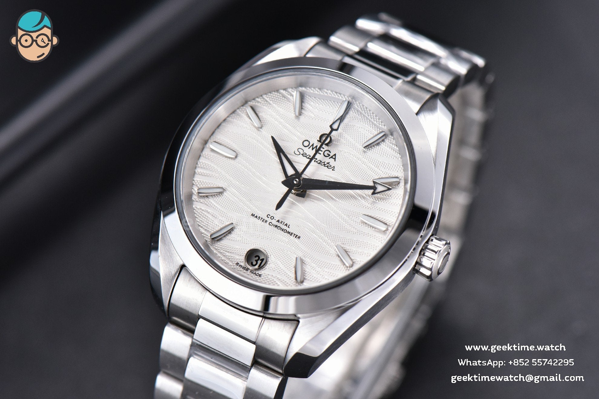 Aqua Terra 150M Ladies VSF 34mm weißes Zifferblatt mit Wellenmuster silberfarbene Indizes SS-Armband A8800 - Image 2