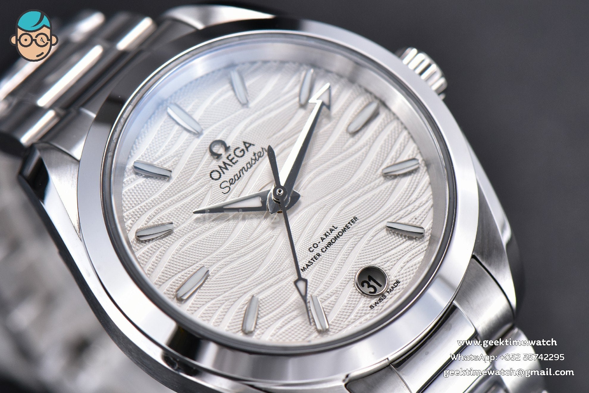 Aqua Terra 150M Ladies VSF 34mm weißes Zifferblatt mit Wellenmuster silberfarbene Indizes SS-Armband A8800 - Image 8