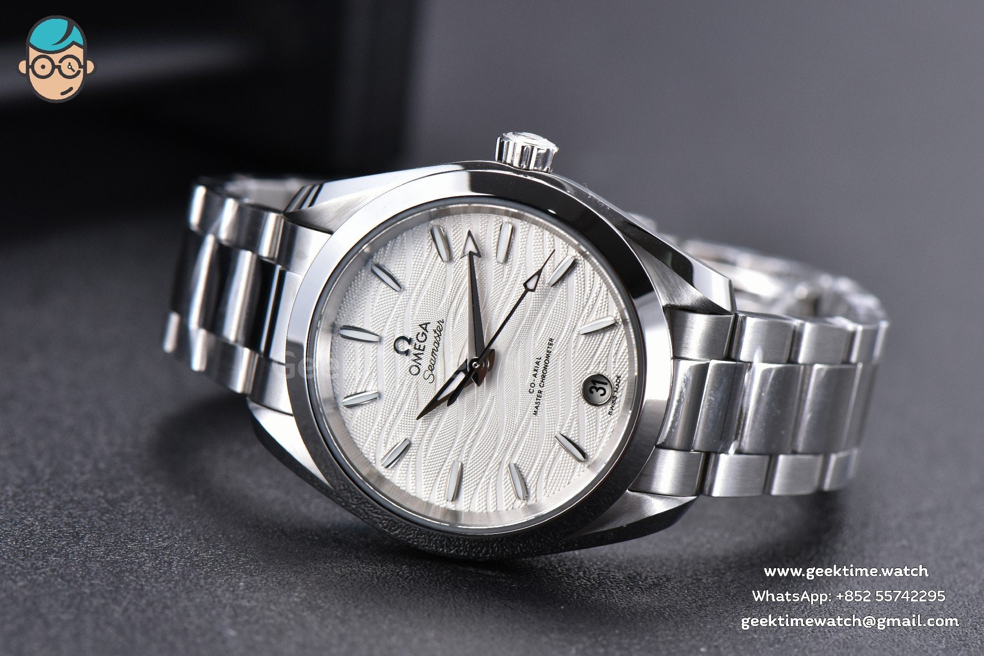 Aqua Terra 150M Ladies VSF 34mm weißes Zifferblatt mit Wellenmuster silberfarbene Indizes SS-Armband A8800 - Image 10