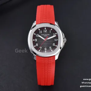 Aquanaut 5167 40mm ZF quadrante grigio Singapore lancetta rossa cinturino in caucciù rosso A324