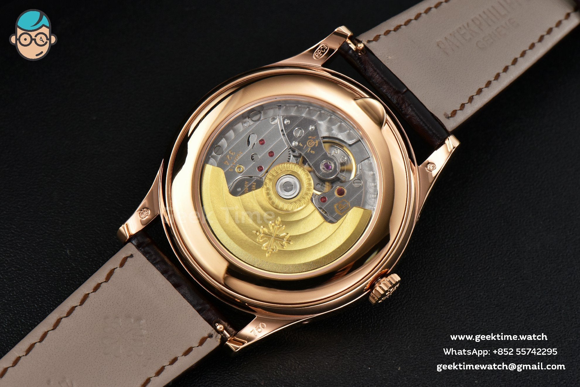 Annual Calendar 5396 Moonphase 38.5mm ZF RG quadrante bianco digitale cinturino in pelle marrone MY9015 - Image 13