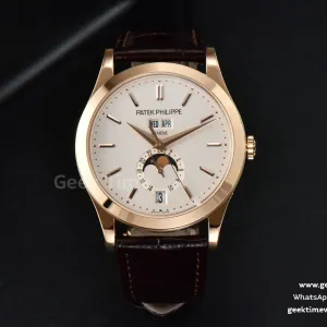 Annual Calendar 5396 Moonphase 38.5mm ZF RG quadrante bianco con indici a bastoncino cinturino in pelle marrone MY9015
