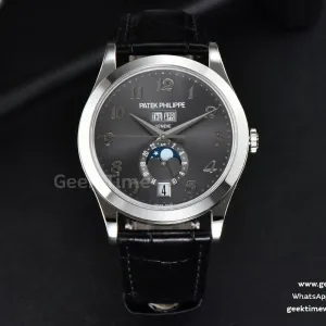Complications 5396 38.5mm ZF quadrante grigio fase lunare indici a bastoncino cinturino in pelle nera MY9015
