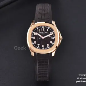 Aquanaut 5167R 40mm 3KF quadrante nero cinturino in caucciù marrone A324