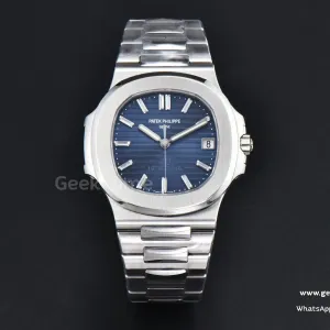 Nautilus 5711 40th Anniversary 40mm PPF cadran texturé bleu index diamants bracelet SS 324CS