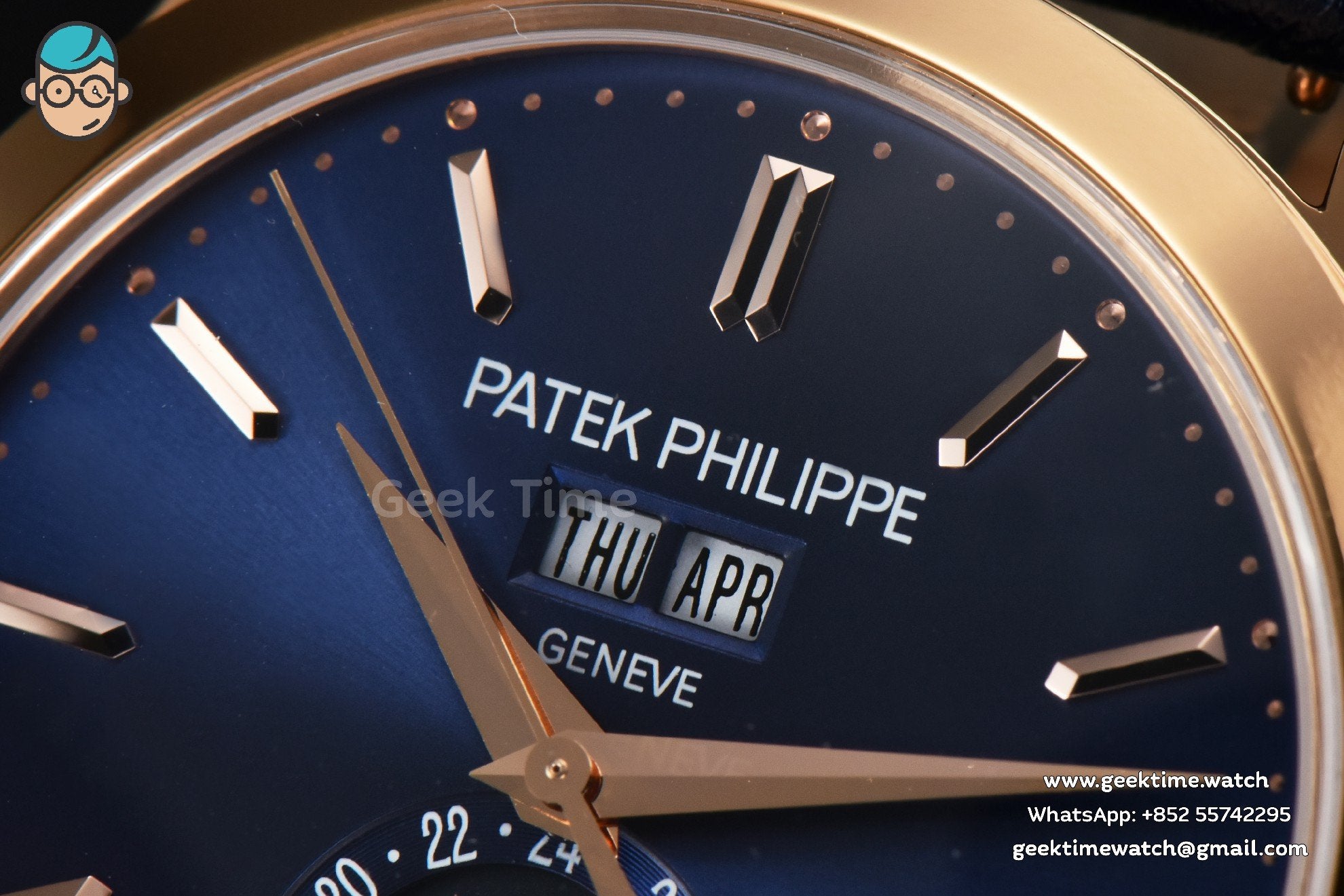 Annual Calendar 5396 Moonphase 38.5mm ZF RG blaues Zifferblatt mit Stabindizes blaues Lederarmband MY9015 - Image 3