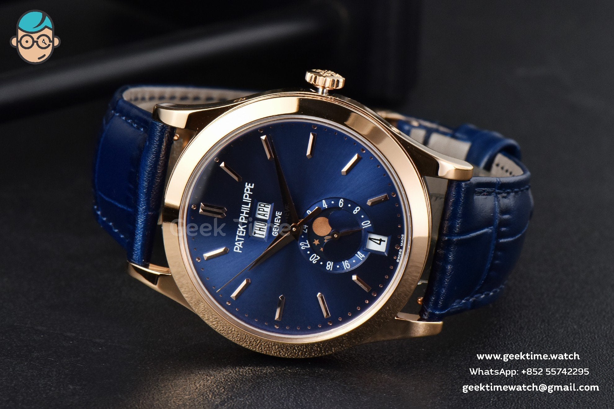 Annual Calendar 5396 Moonphase 38.5mm ZF RG blaues Zifferblatt mit Stabindizes blaues Lederarmband MY9015 - Image 10